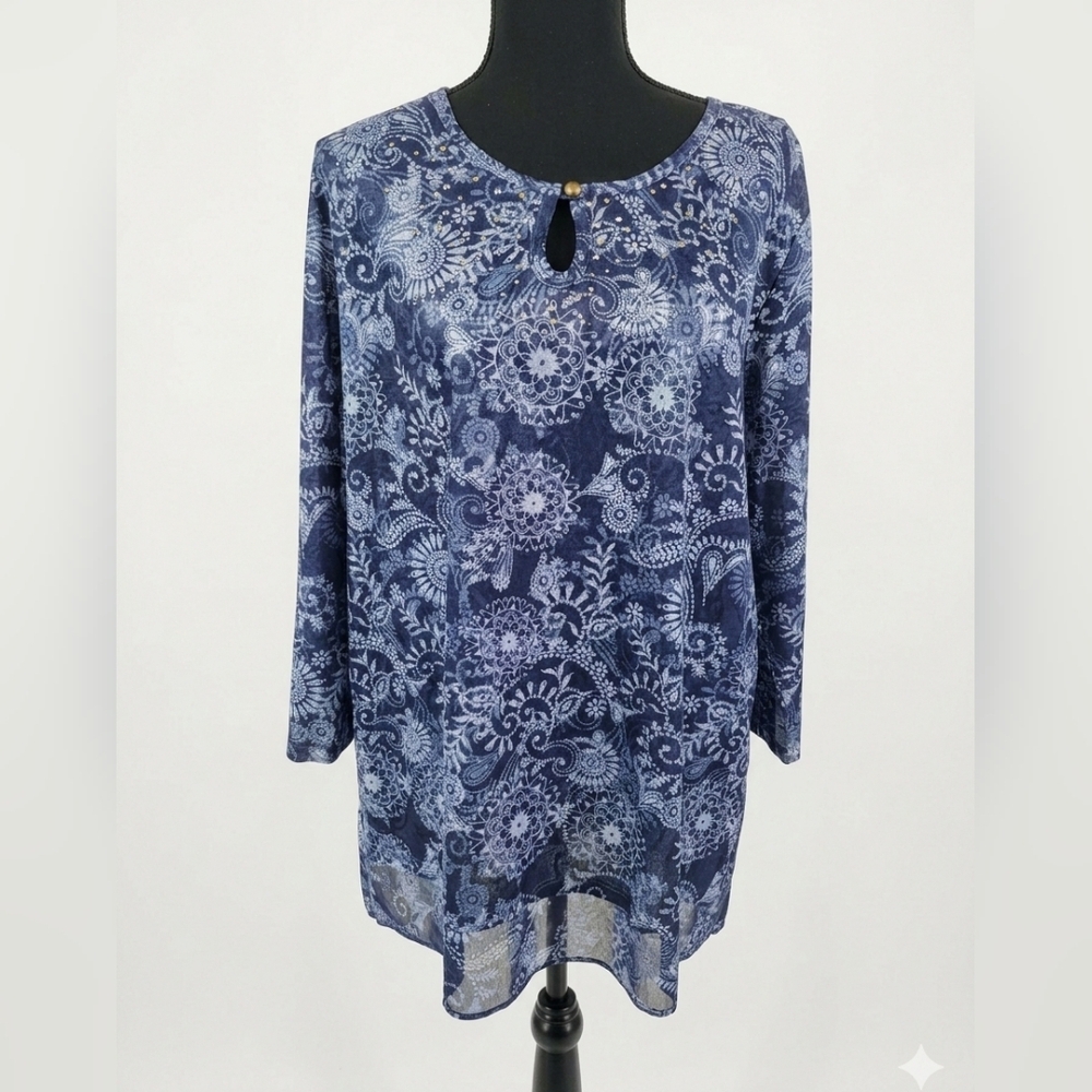Erika Blue Floral Women's Tunic